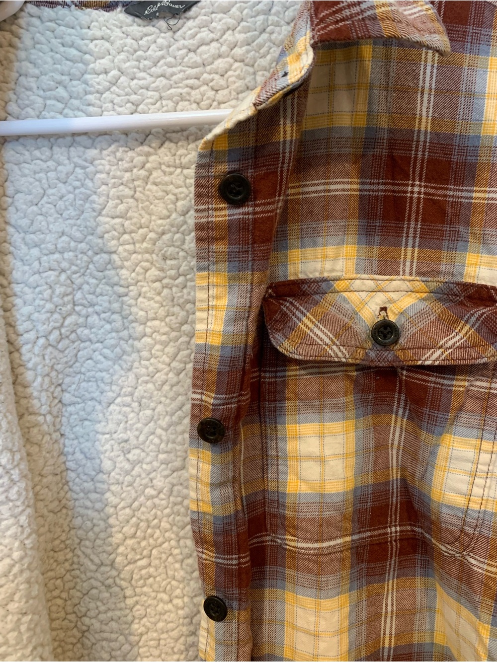 Eddie Bauer Plaid Sherpa-Lined Flannel Jacket